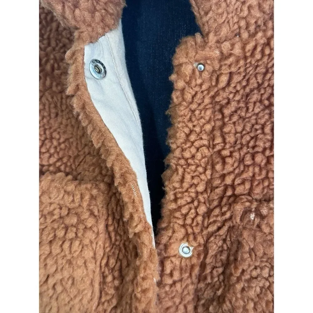 J. Crew Crewcuts Girls' Brown shirt-jacket in sherpa, SZ XL (12-14)‎